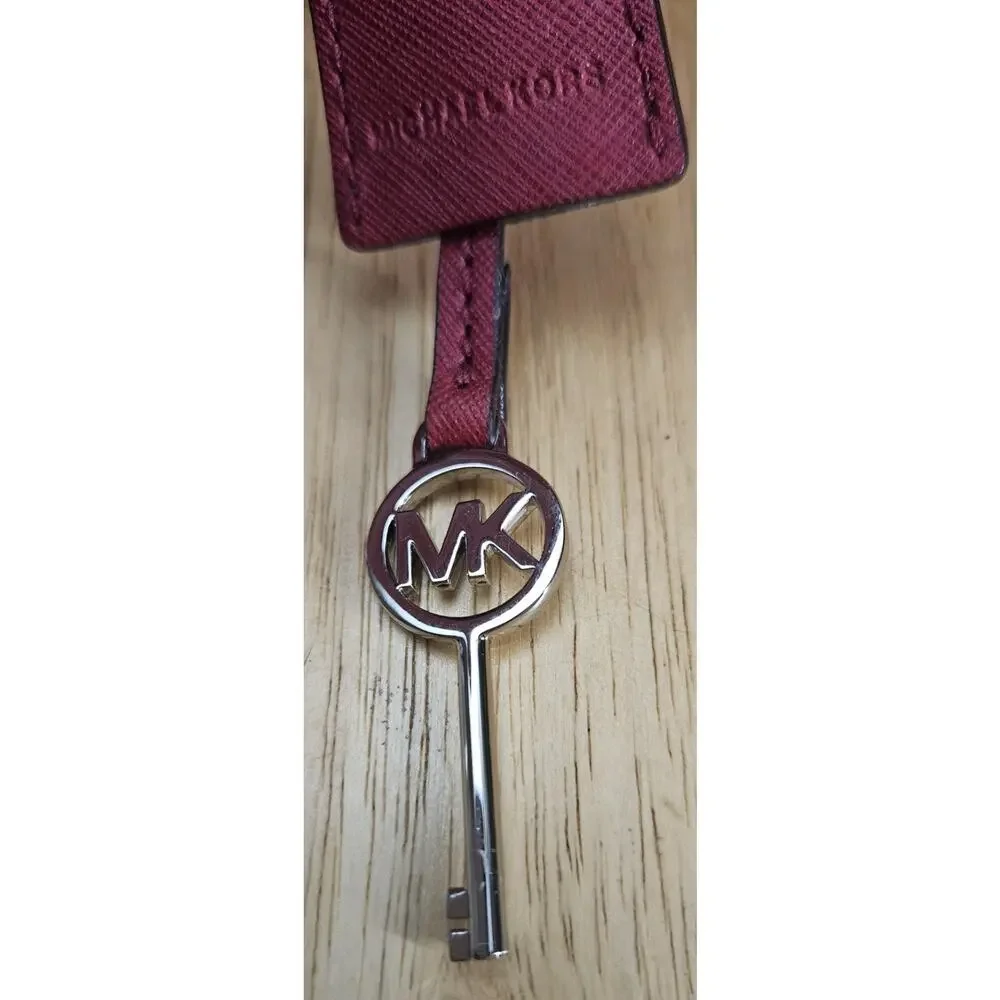 Michael Kors Hamilton Bag In Red Leather With Silver Accents And Key Lock